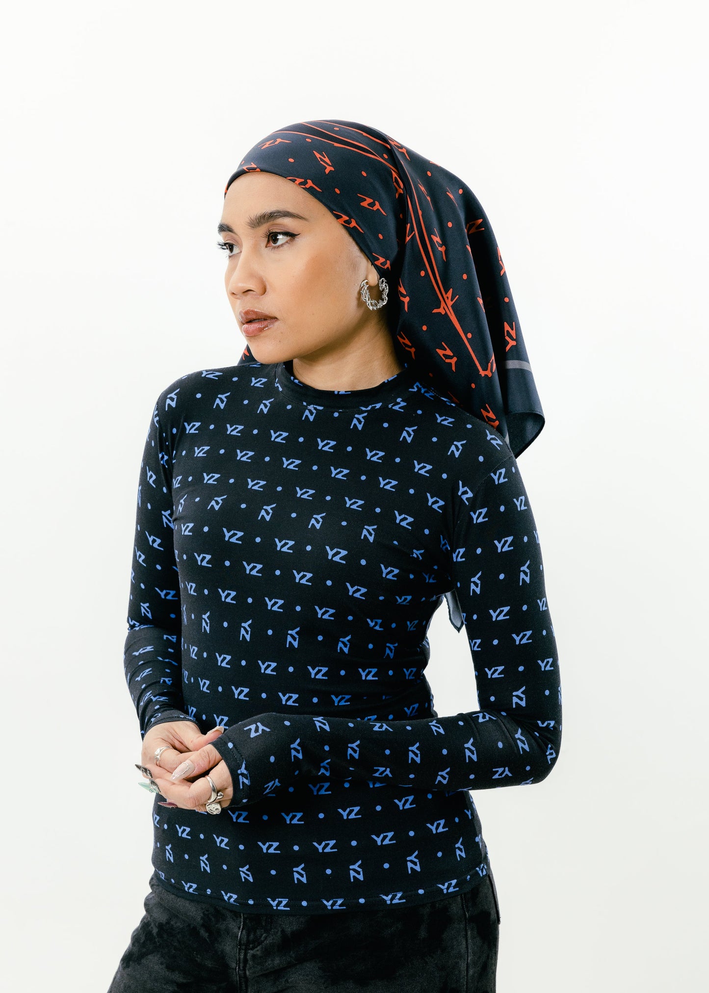 YZ Twill Silk Square Scarf in Ember