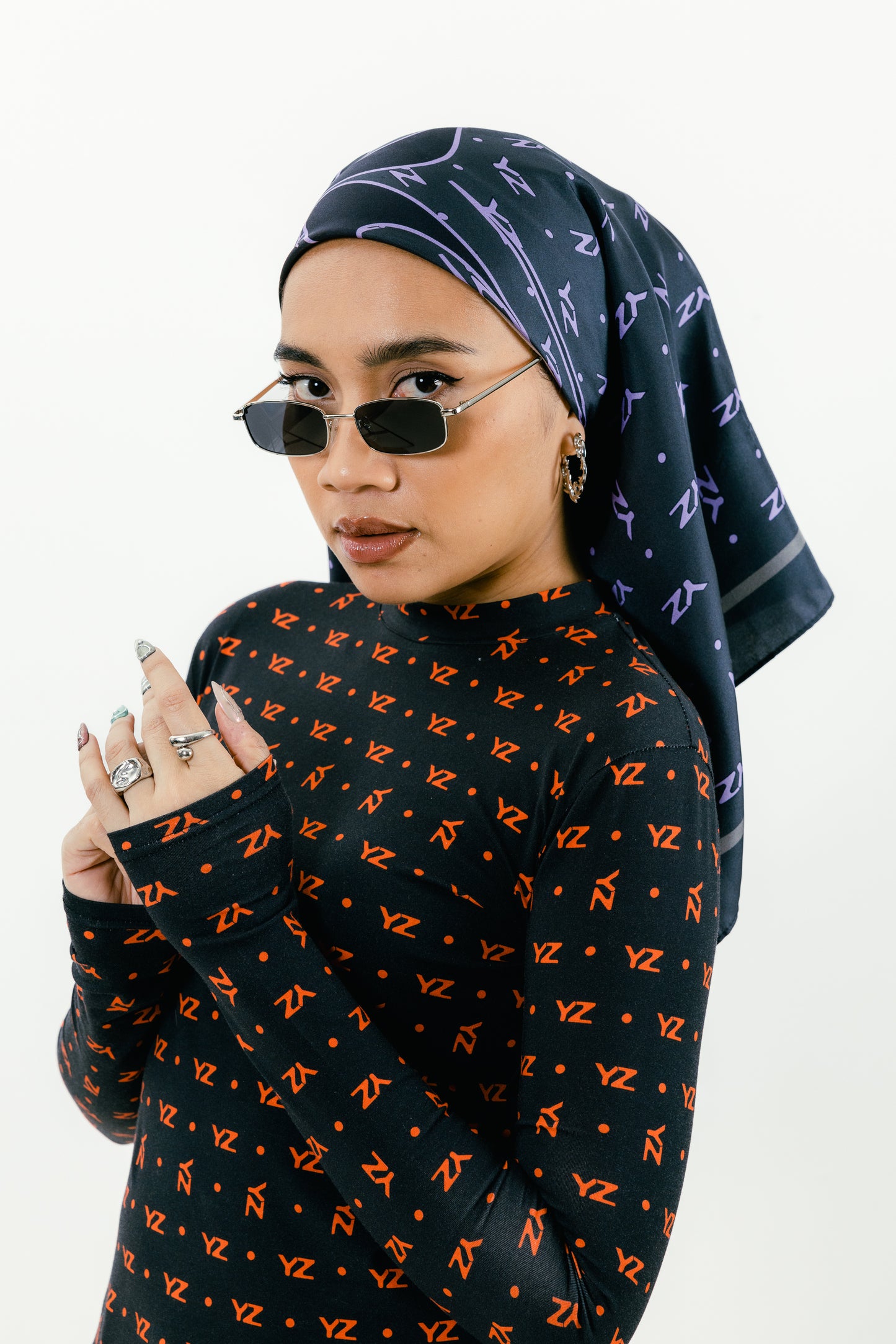 YZ Twill Silk Square Scarf in Violet