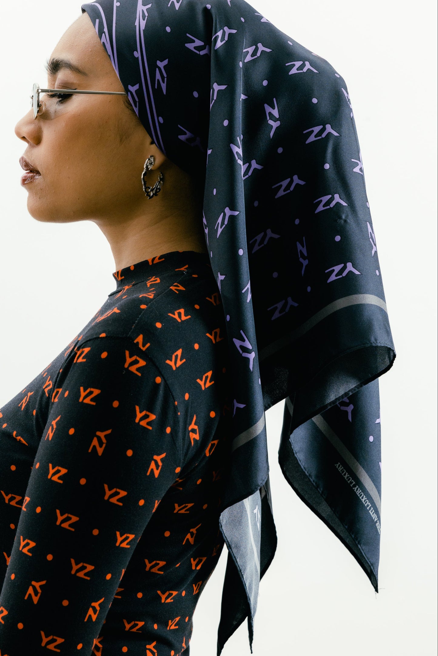 YZ Twill Silk Square Scarf in Violet