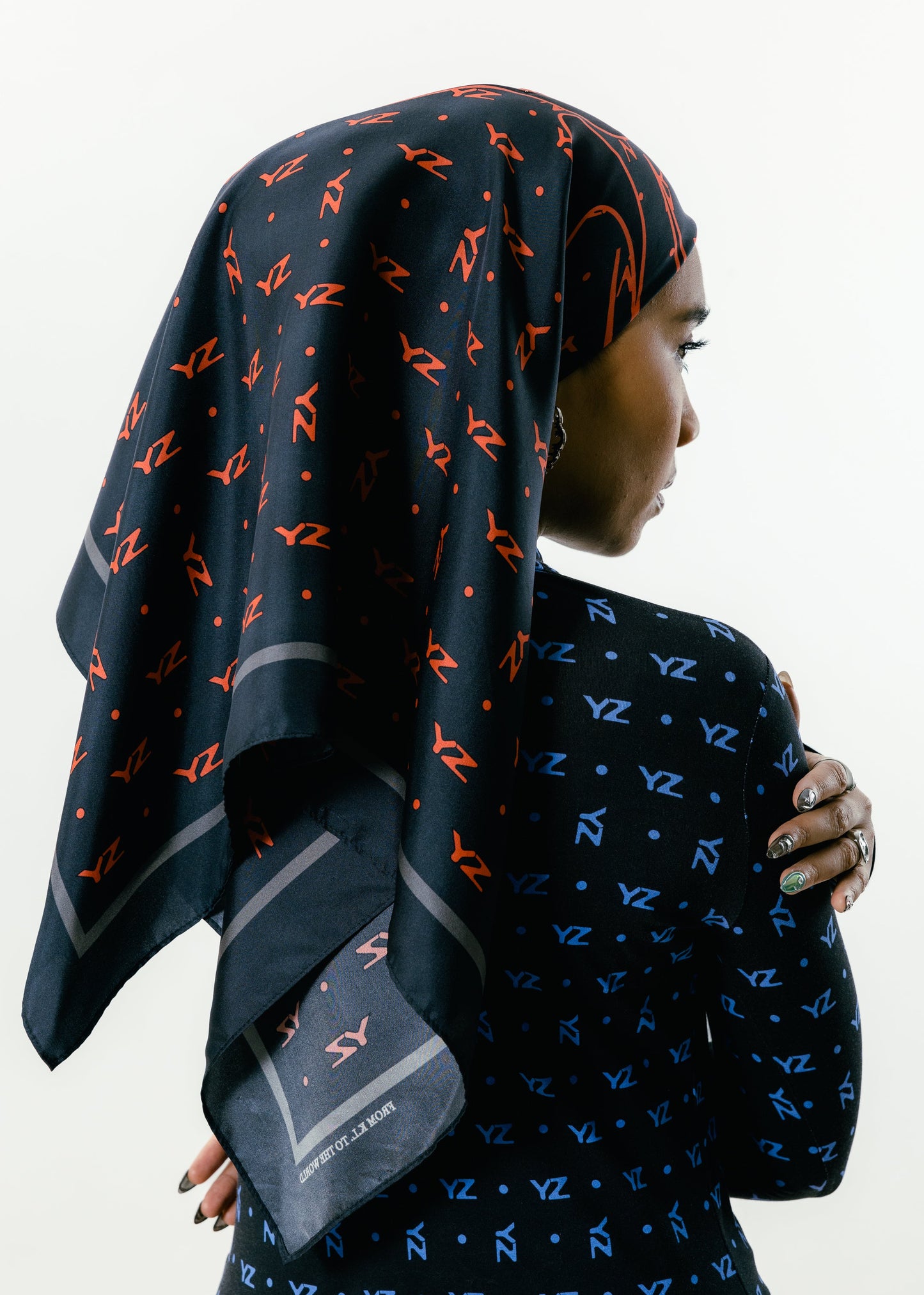YZ Twill Silk Square Scarf in Ember