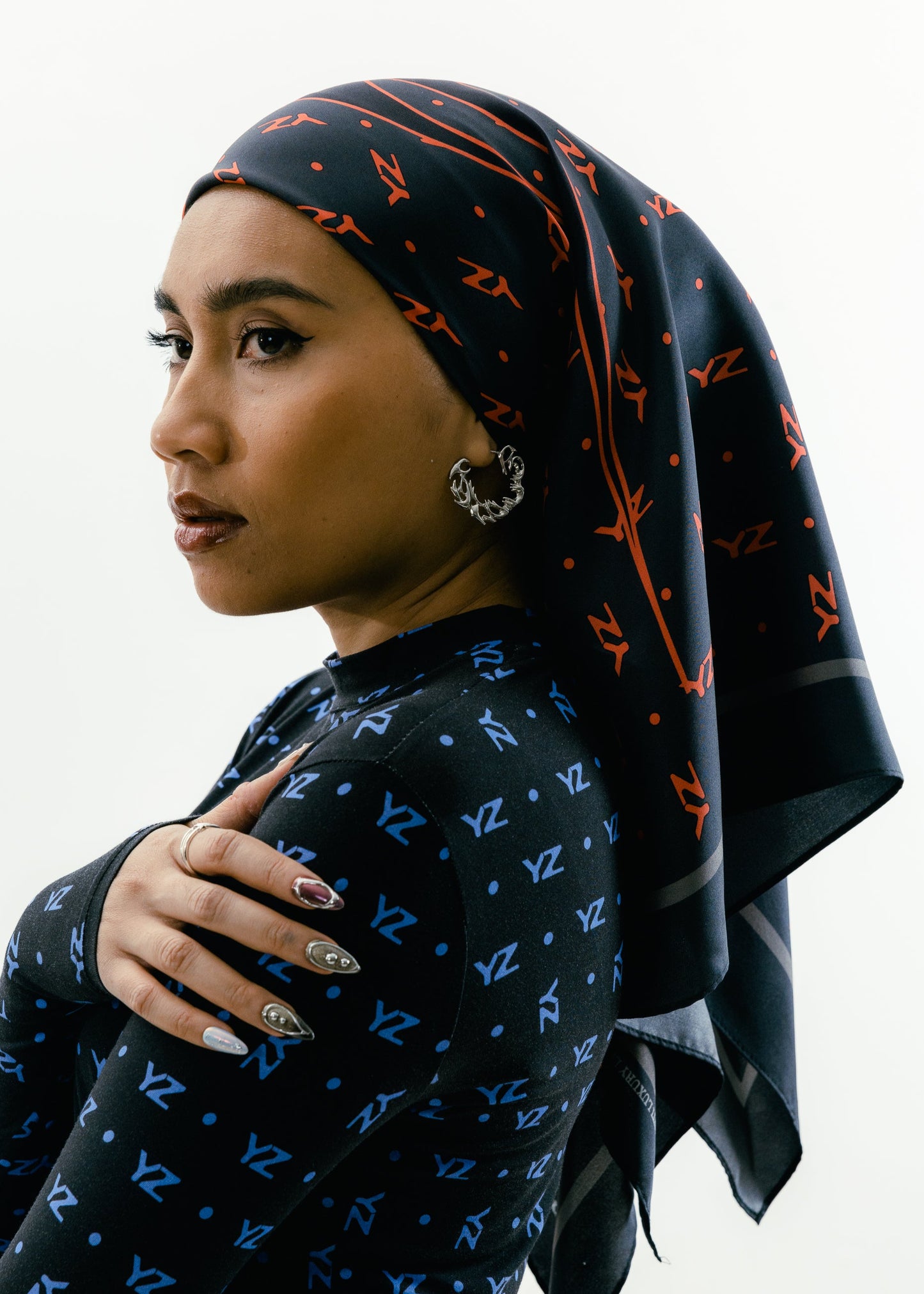 YZ Twill Silk Square Scarf in Ember